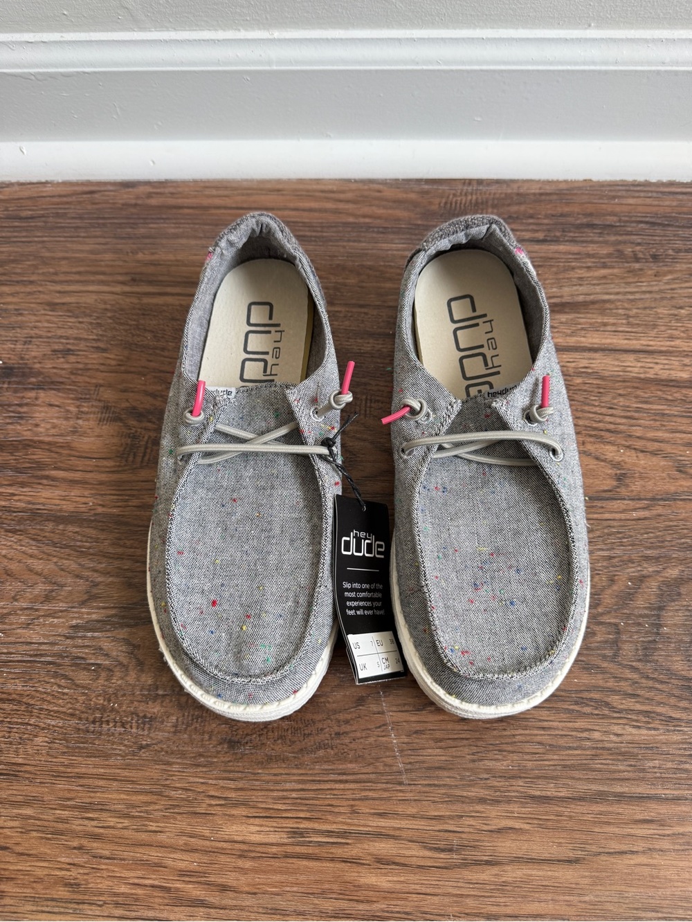 Hey Dude Wendy Women's Gray Confetti Slip-On Shoes Size US 7M NWT